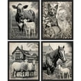 thumbnail image 3 of PixonSign Framed Wall Art, Rustic Farmhouse Animal Cow Cat Sheep Horse Landscape Posters, Set of 4 Illustration Wall Decor Prints, Classic Contemporary Wall Décor for Living Room - 11"x14" Black, 3 of 5