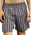 thumbnail image 3 of Men's Comfortable Boxer Shorts Underwear with Button Fly, Red Assorted 2XL, 3-Pack, 3 of 4