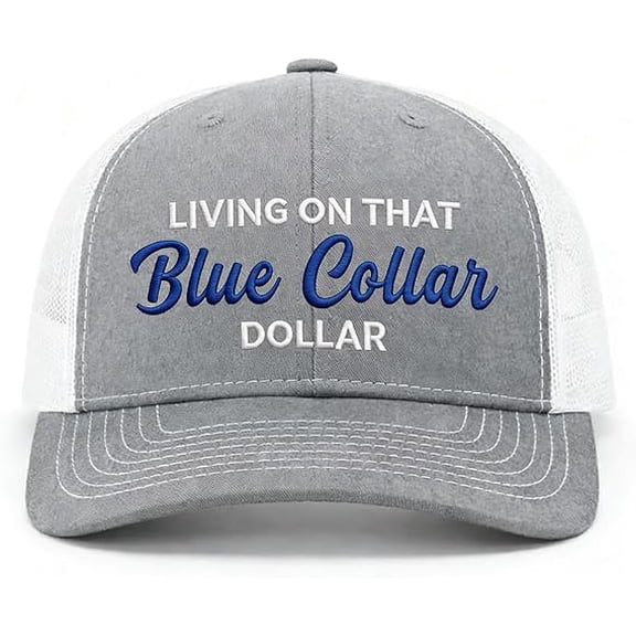 Blue Collar Dollar Trucker Hat, Breathable Mesh Baseball Cap for Men, Premium Adjustable Fun Hat