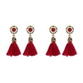 thumbnail image 3 of Minnieouse Pendientes largos de borla, anillo de oreja de Palacio barroco Retro, joyería de mujer a juego, gotas de orejas elegantes para mujeres Rojo 2Conjunto, 3 of 6