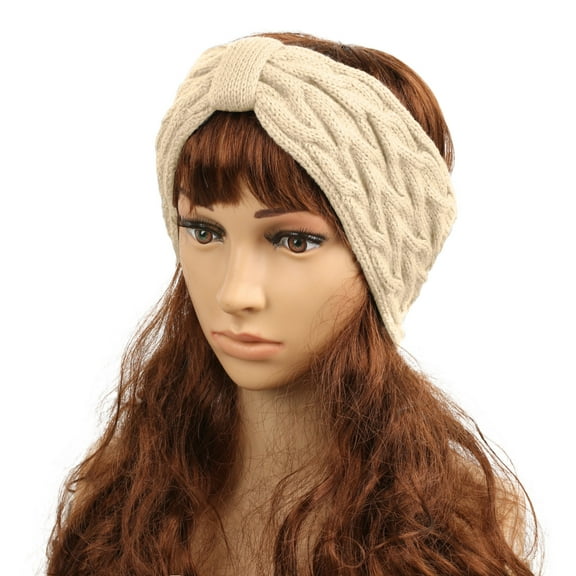 CFMIURAN Ear Wraps, Women's Winter Cable Knit Headband - Soft Stretch Ear Warmer Turban Style, Warm Crochet Headwear for Cold Weather, Fashionable Hairband Gift for Ladies