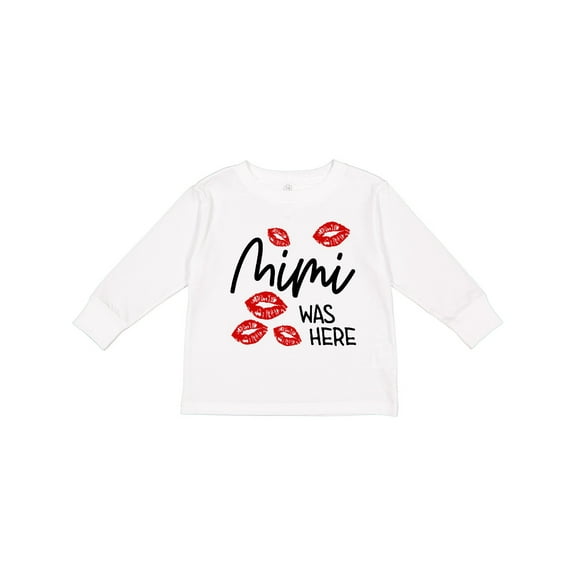 Inktastic Mimi Was Here Red Kisses Boys or Girls Long Sleeve Toddler T-Shirt