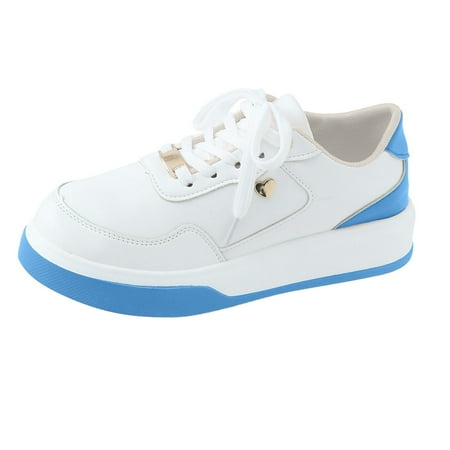 

Women s Shoes Ladies Fashion Color Blocking Leather Lace Up Comfortable Thick Soled Casual Sports Shoes