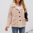 thumbnail image 2 of Fesfesfes Plush Coat for Women Fall Winter Lapel Solid Color Long Sleeve Button Plush Jacket Tops Sale on Clearance, 2 of 9