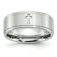 thumbnail image 1 of Cobalt Ridged Edge 8mm Wedding Band Ring Man Religious Designed  For Dad Mens  For Him, 1 of 12