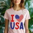 thumbnail image 5 of I Love USA T-Shirt, Patriotic Heart Flag Graphic Tee, Red White Blue Shirt, White, Size M, 5 of 6