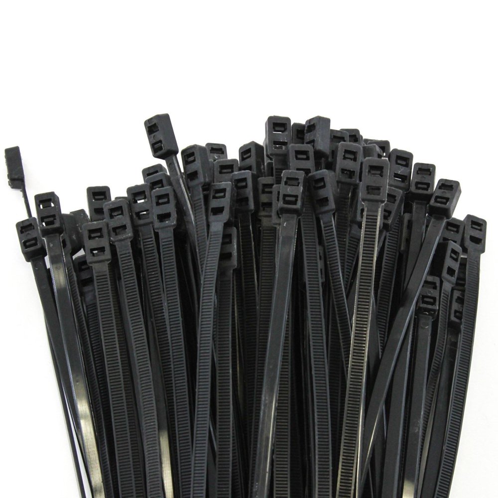 1000 pcs Black 15 Inches Double Head 50 lbs Zip Cable Tie Wire & Cord