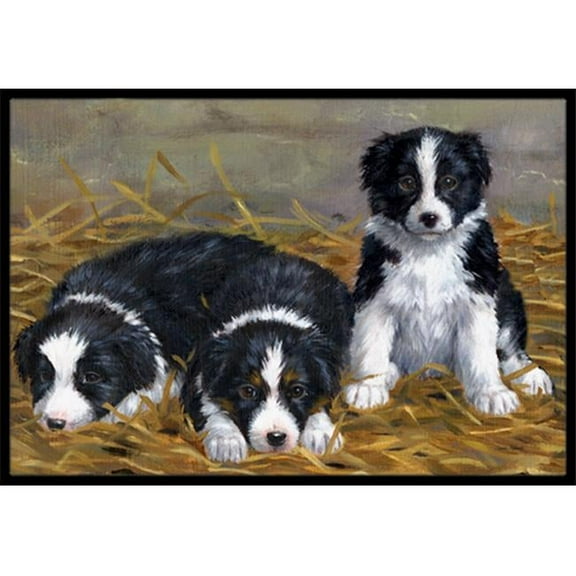 Border Collie Puppies Indoor or Outdoor Mat, 24 x 36