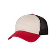 thumbnail image 2 of Richardson Garment-Washed Trucker Cap 111 Stone/ Black/ Red Adjustable, 2 of 5