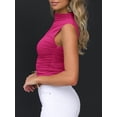 thumbnail image 3 of Camiseta corta Tankaneo para mujer, sin mangas, cuello alto, rosa roja, 3 of 5