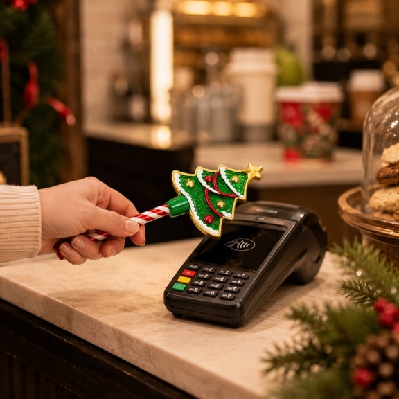 3D Printed Christmas Magic Payment Wand 2026,Christmas Tree Design,Contactless Card Holder Accessory for Christmas Family Gathering,Holiday Gifting