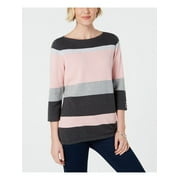 KAREN SCOTT $46 Womens New Pink Color Block 3/4 Sleeve Sweater XL Petites B+B
