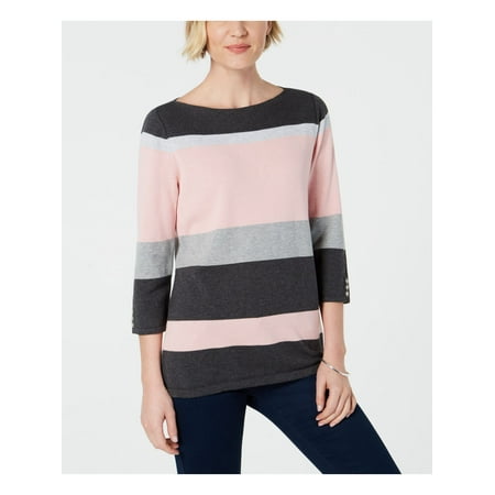 KAREN SCOTT $46 Womens New Pink Color Block 3/4 Sleeve Sweater XL Petites B+B