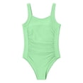 thumbnail image 2 of EliteGoogv Girls One Piece Swimsuit Wide Strap Ruched Flattering Bathing Suit Modest Coverage Swimwear For Kids Teens Beach Swimming Pool Party Vacation,Light Green,16, 2 of 4