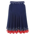 thumbnail image 4 of Sholeno Women's Latin Dance Skirt Elastic Waistband Irregular Pleated Mini Skirt Ballroom Dancewear Navy Blue L, 4 of 7