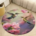 thumbnail image 4 of Flower Hummingbird Floral Medallion Round Rug - Small Round Area Rug, Soft Non-Slip Machine Washable Bedroom Mat Indoor Accent Entry Carpet for Office Desk Dorm Hallway, 4 of 6