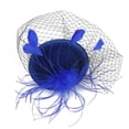 thumbnail image 3 of Fascinators Hats 20s 50s Hat Pillbox Hat Cocktail Tea Party Headwear with Veil for Girls and Women Blue, 3 of 4