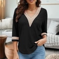 thumbnail image 2 of Mlzmgr Women Blouses 3/4 Sleeve Crew Neck Casual Shirts Loose Fitted Daily Loungewear Tops for Women, 2 of 8