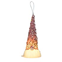 Beautynvta Christmas Gnome Pendant, Plush Faceless Gnomes Doll with LED Light and Sparkle Sequins Xmas Hanging Decoration, Christmas Hanging Ornaments for Holiday Party Decor, Pink