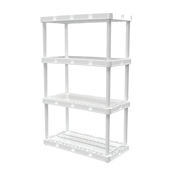 Gracious Living Knect-A-Shelf 4-Shelf Plastic Storage Shelves and Shelving Unit, White