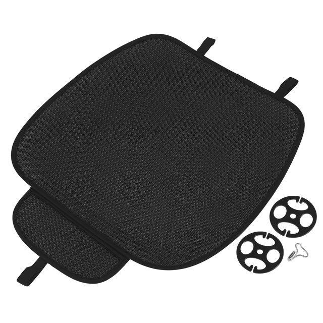 Cojín de asiento delantero Unique Bargains Negro transpirable PU Cuero Coche