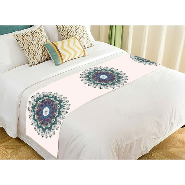 Filosófico Solenoide terraza GCKG Hippie Indian Mandala Bed Runner, Bright Pattern with Peacock Bed  Runners Scarves Bed Decoration 20x95 inch - Walmart.com