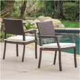 thumbnail image 4 of Set of 2 Patio Dining Chairs Brown Wicker with Cushions, Outdoor Garden Seating Armchairs, 4 of 9