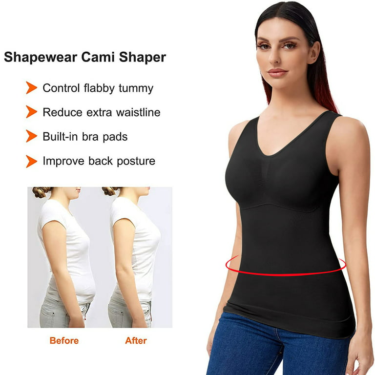 QRIC 2-Pack Women Cami Shapewear with Built in Bra Tummy