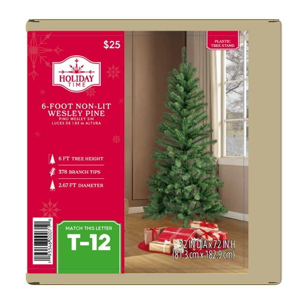 6' Wesley Pine Green Artificial Christmas Tree, by Holiday Time