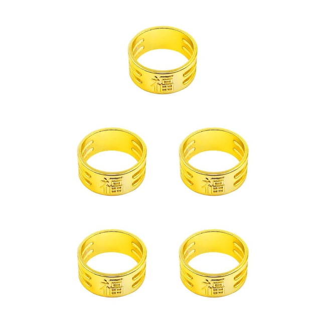 jesticaly Knitting Rings Finger for Protection Thimble Adjustable Specially-designed Handheld Carryable Safeguarding Crochet Tools Thicken Fu Gold Ring 5Set
