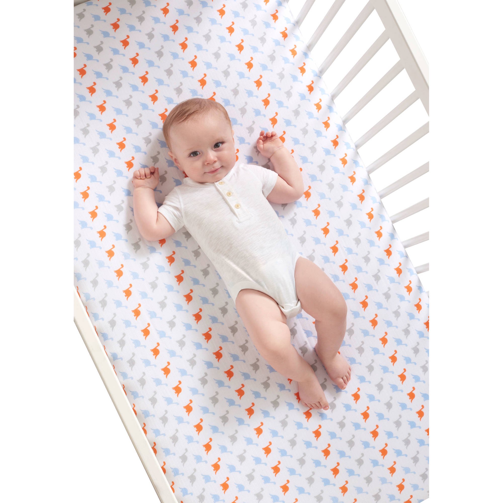 Introducing the Ideal Baby by the Makers of Aden and Anais Newborn to Infant Baby Muslin Towel, Bib, Swaddle, and Crib Sheet Cheeky Dino Collection