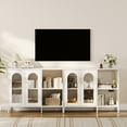 thumbnail image 7 of Studyset Sideboard Buffet Cabinet with Glass Doors, 39.4'' Wood Coffee Bar Cabinet with Adjustable Shelves, Two Golden Metal, 7 of 7