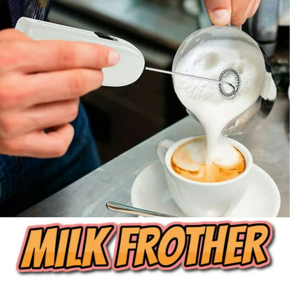Xihbxyly Espumador de Leche, Batidor de Mano de Acero Inoxidable, Crea Leche Espumosa Cremosa, Perfecto para Capuchinos, Chocolate Caliente, Batidos de Leche, Fácil de Usar, Requiere 2 Pilas Aaa, Dis