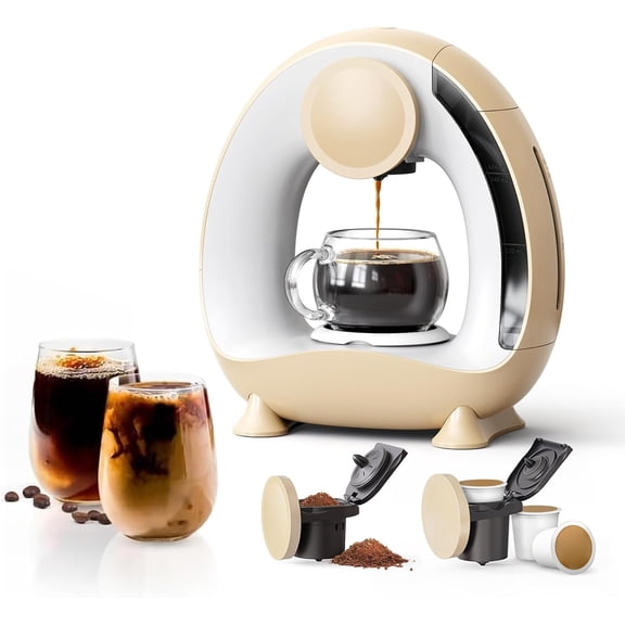 Single Serve Coffee Maker for K-Pods Ground Coffee and Tea in 1 Minute Champagne