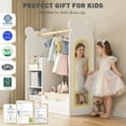 thumbnail image 5 of Buballino 2-5 Year Little Bear Style Kids Dress up Storage with Mirror, Four Hangers and Three Hooks, One Drawer, 39.8"*33.5"*13.8",15mm Density Board, Kid's Room Decoration Corner, White, 5 of 8