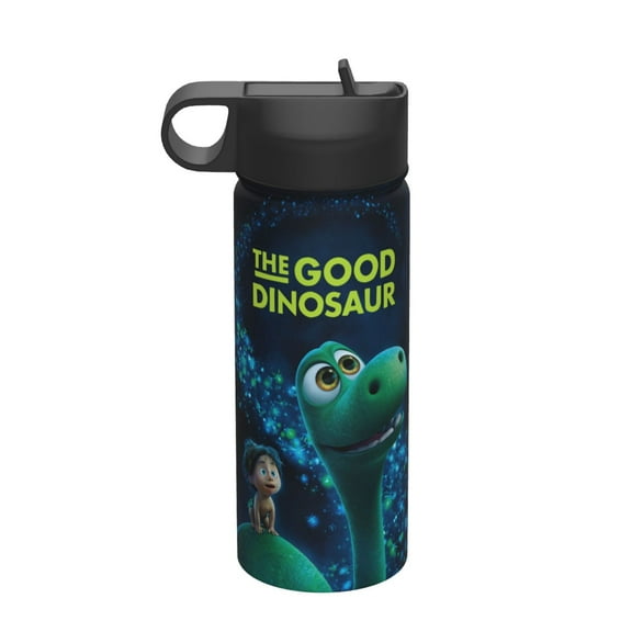 Cartoon The Good Dinosaur Insulated Stainless Steel Wide Mouth Water Bottle With Straw, 18oz Portable Leak Proof Drinking Bottle For Kids Sports School And Travel 18oz Cute Thermos