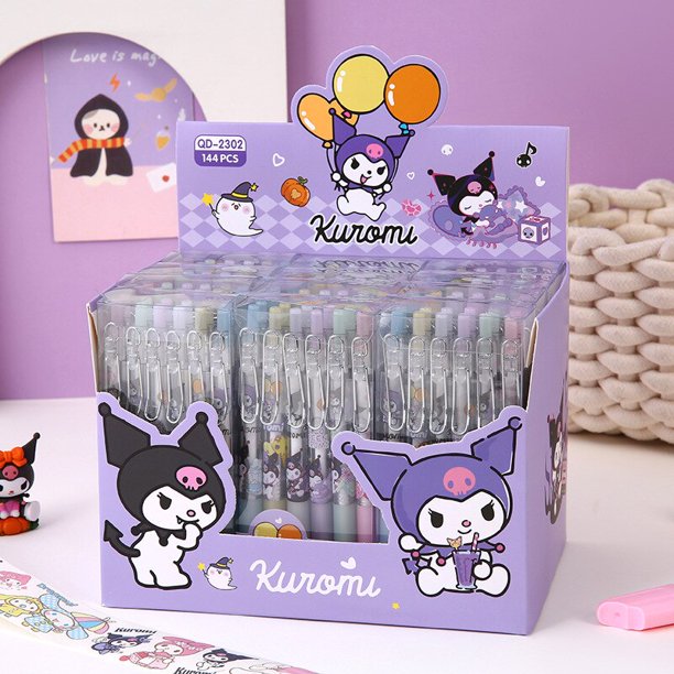 Sanrio-bolígrafos de Gel para niños, 12-24 piezas, Kuromi Melody, Cinnamoroll, Pochacco, papelería para estudiantes, escritura, herramienta de examen escolar, 0,5