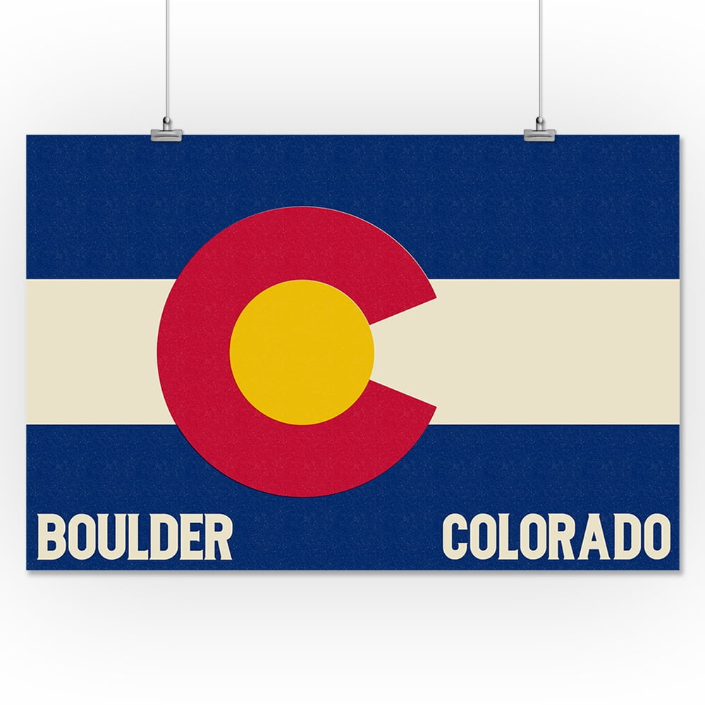 Boulder, Colorado Colorado State Flag Letterpress Lantern Press Artwork (16x24 Giclee
