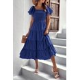 thumbnail image 2 of Vestido PRETTYGARDEN azul midi con mangas abullonadas y fruncido XL, 2 of 8