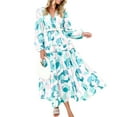 thumbnail image 6 of Liacowi Women's Boho Floral Midi Dress Long Sleeve V Neck Tiered Smocked Beach Flowy Long Dress, 6 of 9