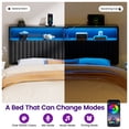 thumbnail image 2 of Greenstell King Size Adjustable Storage Headboard Only - Modern Upholstered Head Board with LED Lights, Charging Station & Soft Padding, Black, 2 of 7