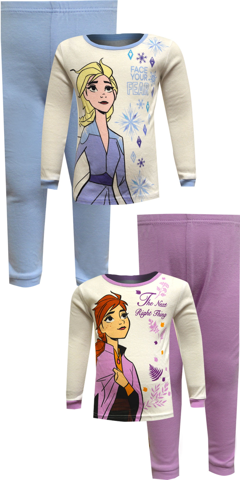 Disney Girls Frozen II Elsa Ice Princess 4 Piece Cotton Pajama
