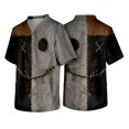 thumbnail image 2 of Men's Halloween T-Shirts V-Neck Horror Rag Patch V Neck Tees Fashion Loose Fit Nursing Work T Shirt with Pockets Dark Gray 3XL, 2 of 6