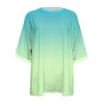 thumbnail image 6 of Fnooota Womens T Shirts, Crew Neck Gradient Print Short Sleeve Casual Summer Tops Mint Green Size XL, 6 of 6