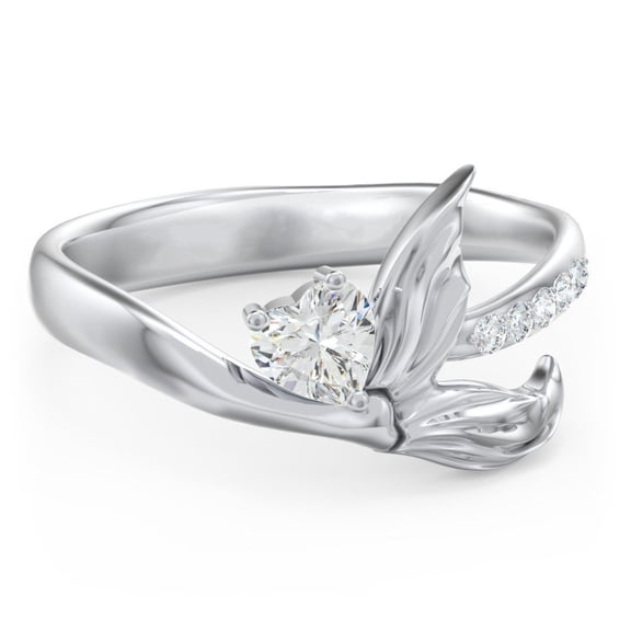 Women's Heart-Shaped Zircon Fairy Tale Mermaid Tail Ring