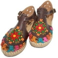 thumbnail image 4 of The Western Shops Women’s Floral Espadrille Huarache Sandals, Mexican Leather Huaraches, Brown, 4 of 5