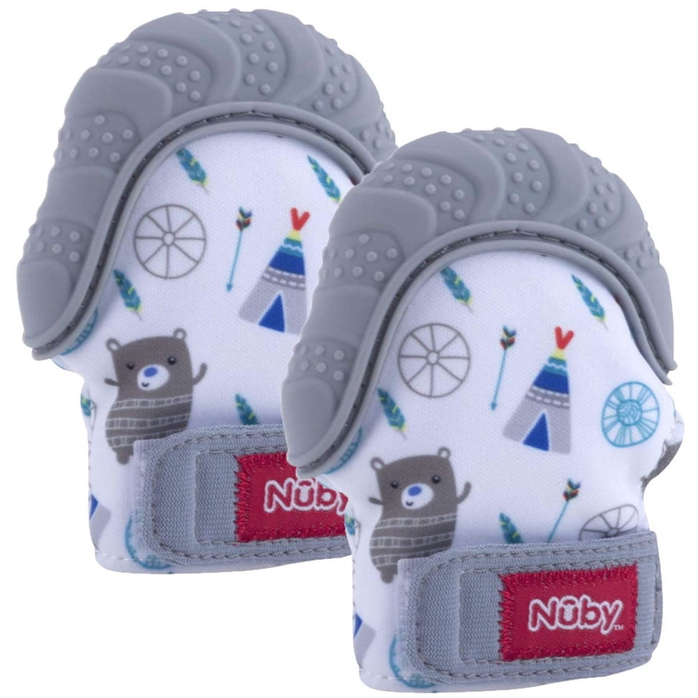 Nuby Happy Hands Teething Mitten 2 Pack Grey
