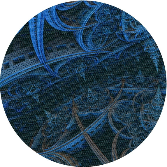 Ahgly Company Indoor Round Patterned Blue Eyes Blue Area Rugs, 5' Round