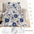 thumbnail image 5 of Navy Blue Floral Blanket Soft Cozy Warm Throw Blanket for Couch, Plush Fuzzy Flannel Fleece Blankets for Sofa, Vintage Watercolor Botanical Flower Leaf Bed Blankets Lightweight Gifts for Men, 40"x50", 5 of 9
