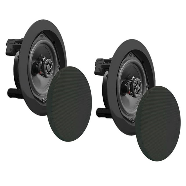 Pyle 250W 8" Flush In-Wall In-Ceiling Black Speakers Pair, Certified Refurbished